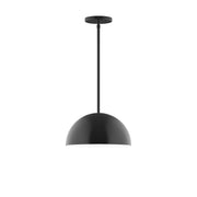 Black arcade stem-hung pendant with domed shade