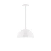 White LED stem-hung pendant with dome shade and smooth canopy