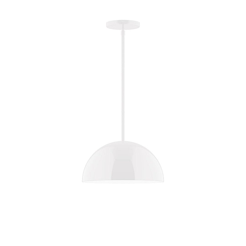 White LED stem-hung pendant with dome shade and smooth canopy