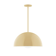 Ivory glass globe stem pendant with round ceiling canopy and dome-shaped shade