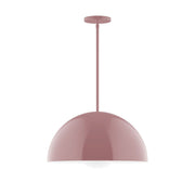 Mauve glass globe pendant with stem and round ceiling canopy
