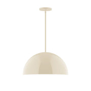Cream stem-hung pendant light with rounded dome shade and circular ceiling canopy