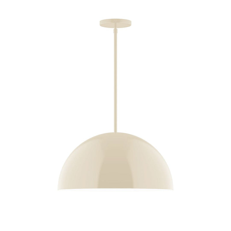 Cream stem-hung pendant light with rounded dome shade and circular ceiling canopy