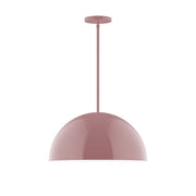 Mauve stem-hung dome pendant light with round canopy