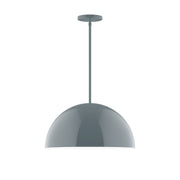 Slate gray dome stem-hung pendant with round ceiling canopy