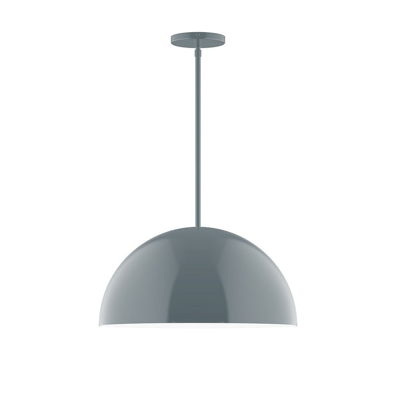Slate gray dome stem-hung pendant with round ceiling canopy