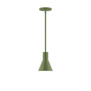 Fern green stem-hung pendant with flared shade and round ceiling canopy