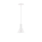 White 6 in flare stem-hung pendant light with flared shade