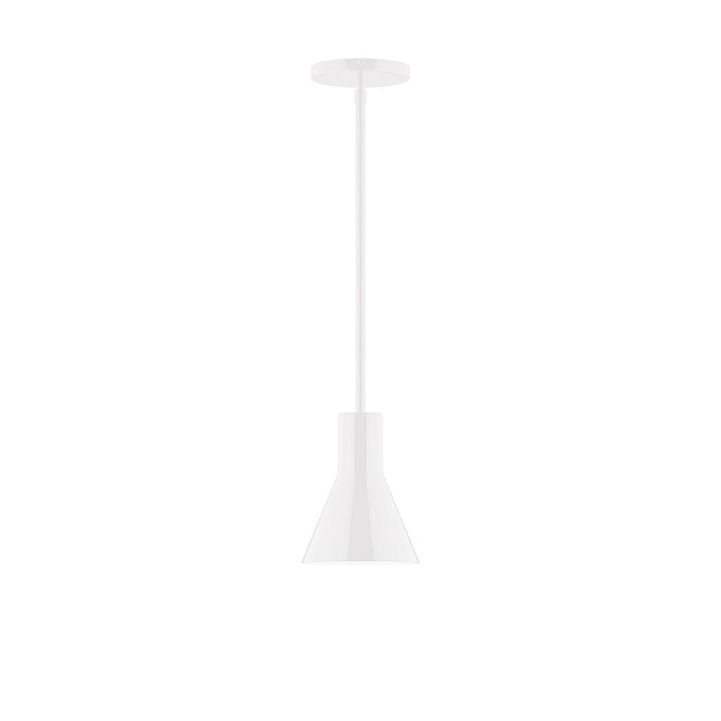 White 6 in flare stem-hung pendant light with flared shade