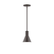 Stem hung pendant with flared 6 in shade, architectural bronze finish