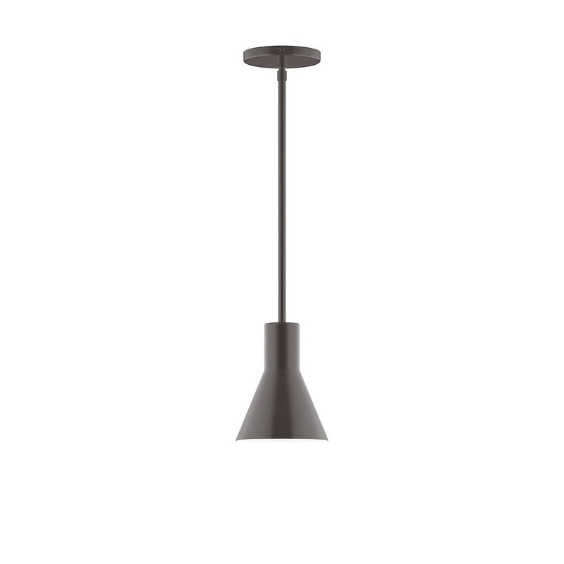 Stem hung pendant with flared 6 in shade, architectural bronze finish