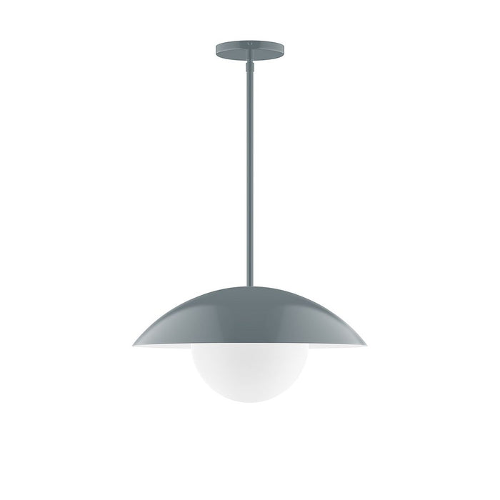 Axis Plateau 16" Stem Hung Pendant Light with Glass Globe in Slate Gray