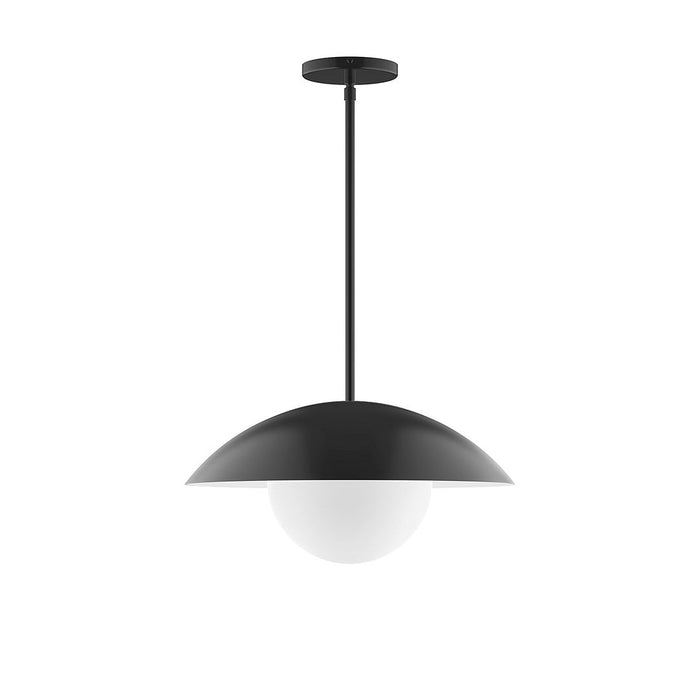 Axis Plateau 16" Stem Hung Pendant Light with Glass Globe in Black