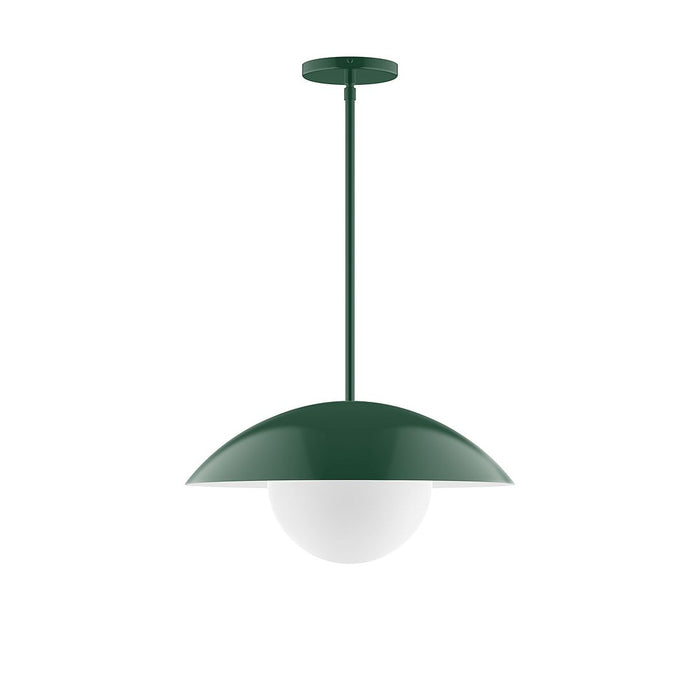 Axis Plateau 16" Stem Hung Pendant Light with Glass Globe in Forest Green