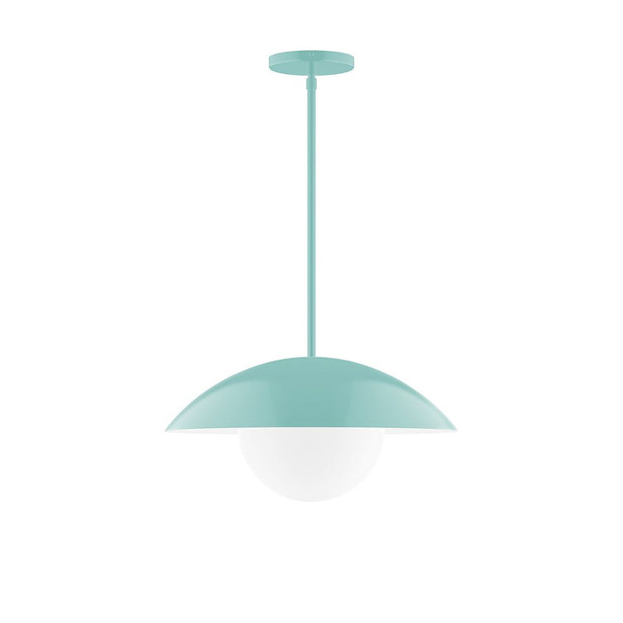 Axis Plateau 16" Stem Hung Pendant Light with Glass Globe in Sea Green