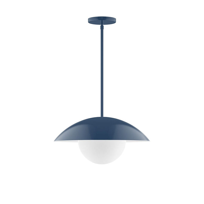 Axis Plateau 16" Stem Hung Pendant Light with Glass Globe in Navy