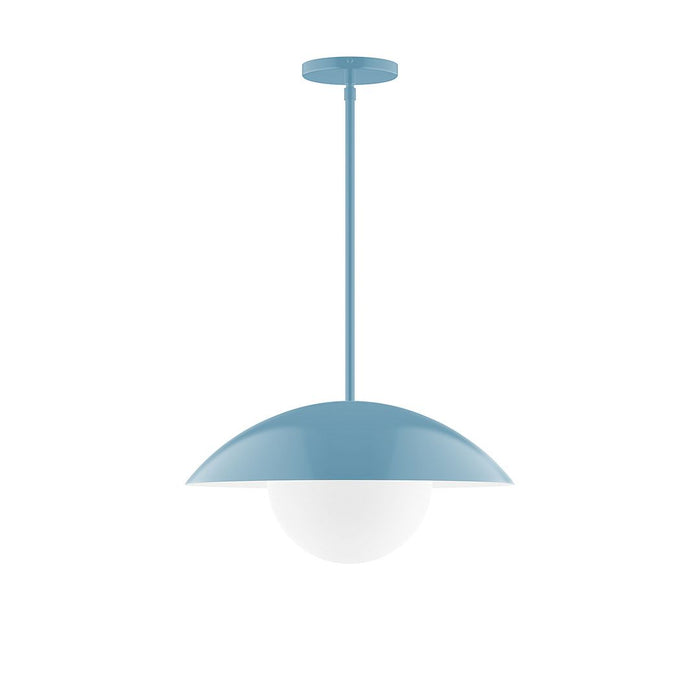 Axis Plateau 16" Stem Hung Pendant Light with Glass Globe in Light Blue