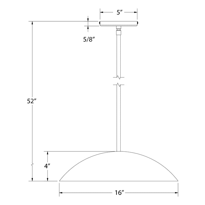 Plateau 16" Stem Hung Pendant in Cream Line Drawing