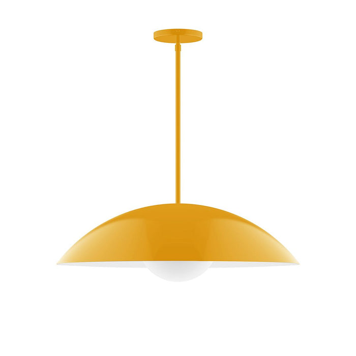 Axis Plateau 24" Stem Hung Pendant Light with Glass Globe in Bright Yellow