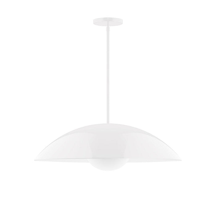 Axis Plateau 24" Stem Hung Pendant Light with Glass Globe in White