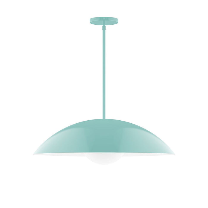 Axis Plateau 24" Stem Hung Pendant Light with Glass Globe in Sea Green