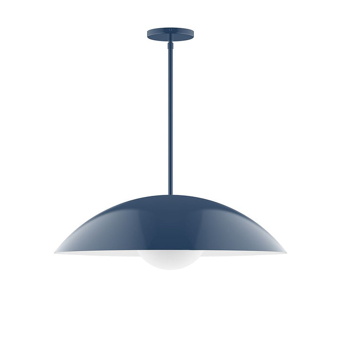 Axis Plateau 24" Stem Hung Pendant Light with Glass Globe in Navy