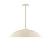 Cream LED stem-hung pendant with dome-shaped shade and hanging rod