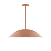 Terracotta dome pendant light with straight stem and round ceiling canopy
