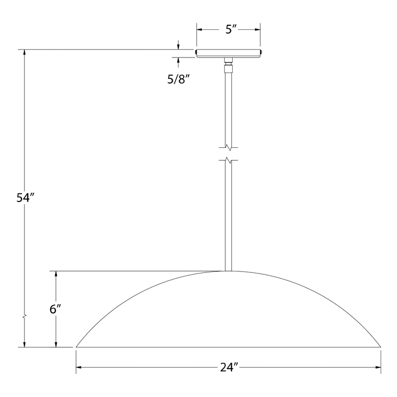 Pendant light diagram showing 24" globe width and 54" hanging length