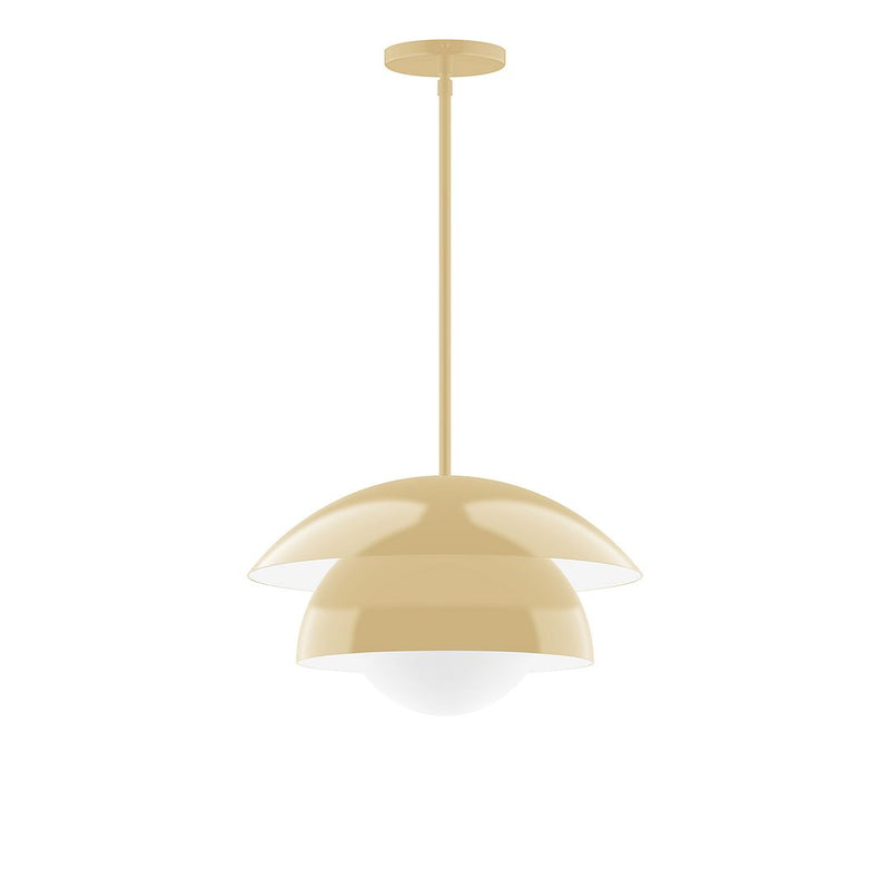 Ivory glass globe stem-hung pendant light with round bell shade