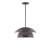 LED stem hung pendant with architectural bronze dome shade