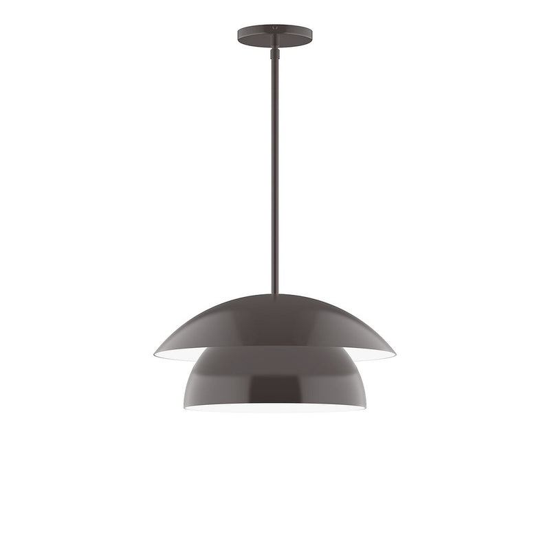 LED stem hung pendant with architectural bronze dome shade