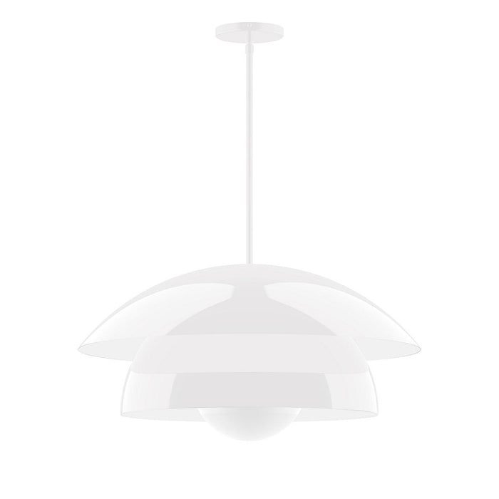 Nest 24" Stem Hung Pendant with Glass Globe in White