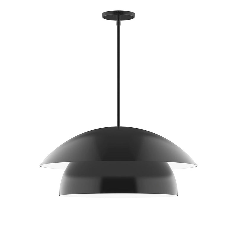 24 in stem-hung pendant light with matte black dome shade