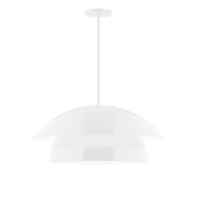 White LED stem-hung pendant with dome shade and diffuser