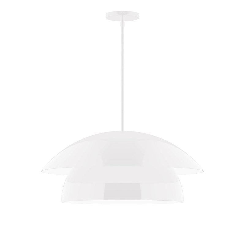 White LED stem-hung pendant with dome shade and diffuser