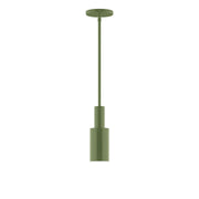 Fern green stem-hung pendant with cylindrical shade and ceiling canopy