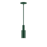 Forest green LED stem-hung pendant with round canopy and cylindrical shade