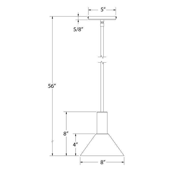 Chase 8" LED Stem Hung Pendant in Terracotta Line Drawing