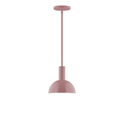 Mauve dome pendant light with slim stem and round canopy