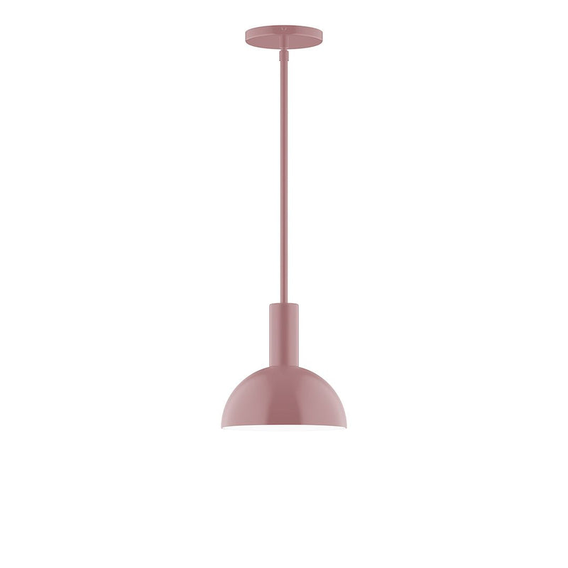 Mauve dome pendant light with slim stem and round canopy
