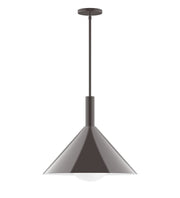 Bronze stem-hung pendant with frosted glass globe shade and round canopy