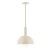 Cream stem-hung pendant light with frosted glass globe shade
