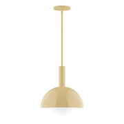 Ivory stem-hung pendant light with frosted glass globe shade