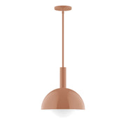 Terracotta glass globe stem pendant with ceiling canopy and metal stem