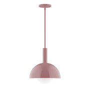 Mauve stem-hung pendant with frosted glass globe and round canopy