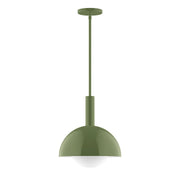 Fern green stem-hung pendant with frosted glass globe shade