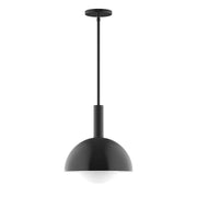 Black stem pendant light with dome glass globe
