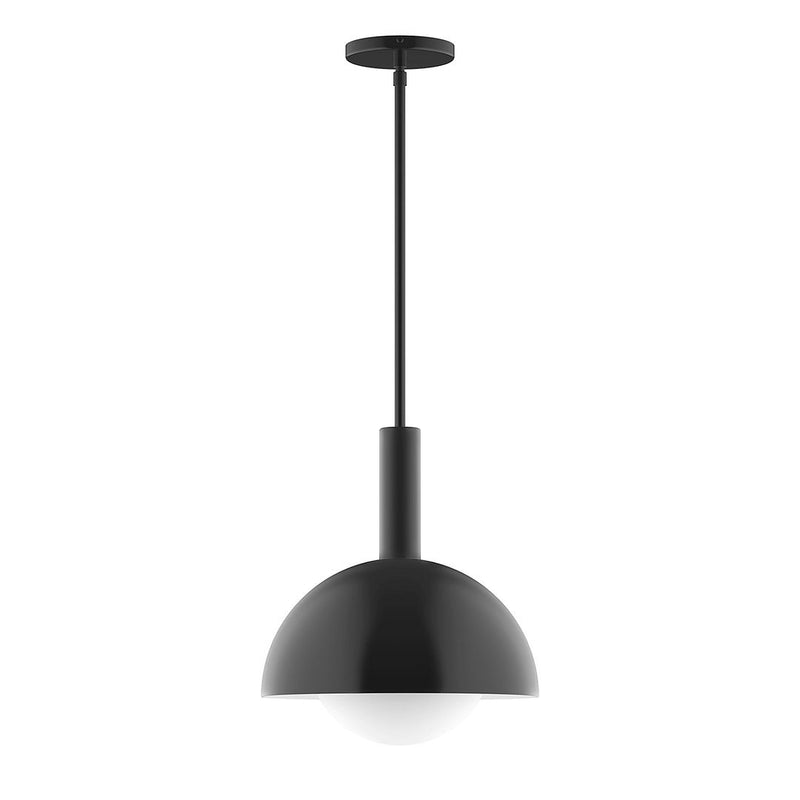 Black stem pendant light with dome glass globe