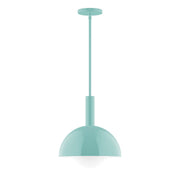 Sea green glass globe stem pendant light with round ceiling canopy